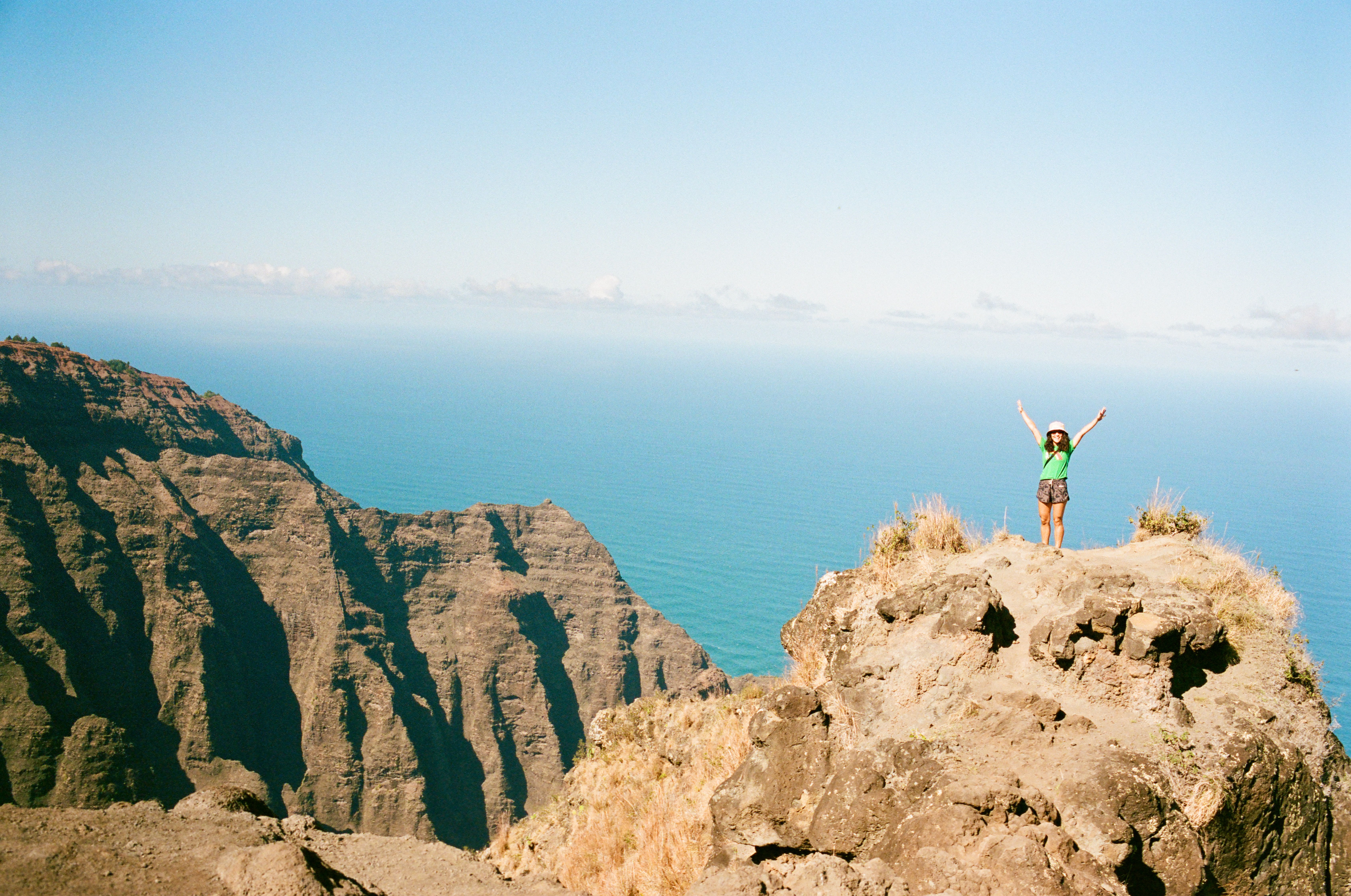 Carly at end of a hike above the Napali Coast